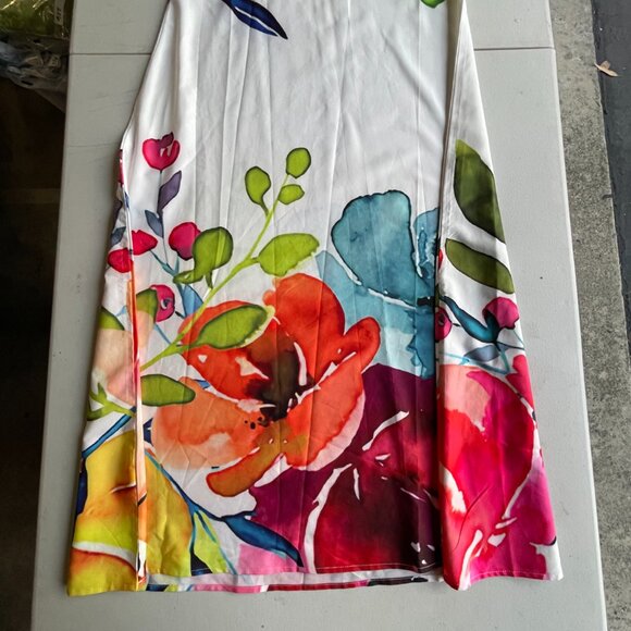 Watercolor Floral Maxi Dress Romantic Garden Party Summer Sleeveless M 53.5” - Picture 6 of 12